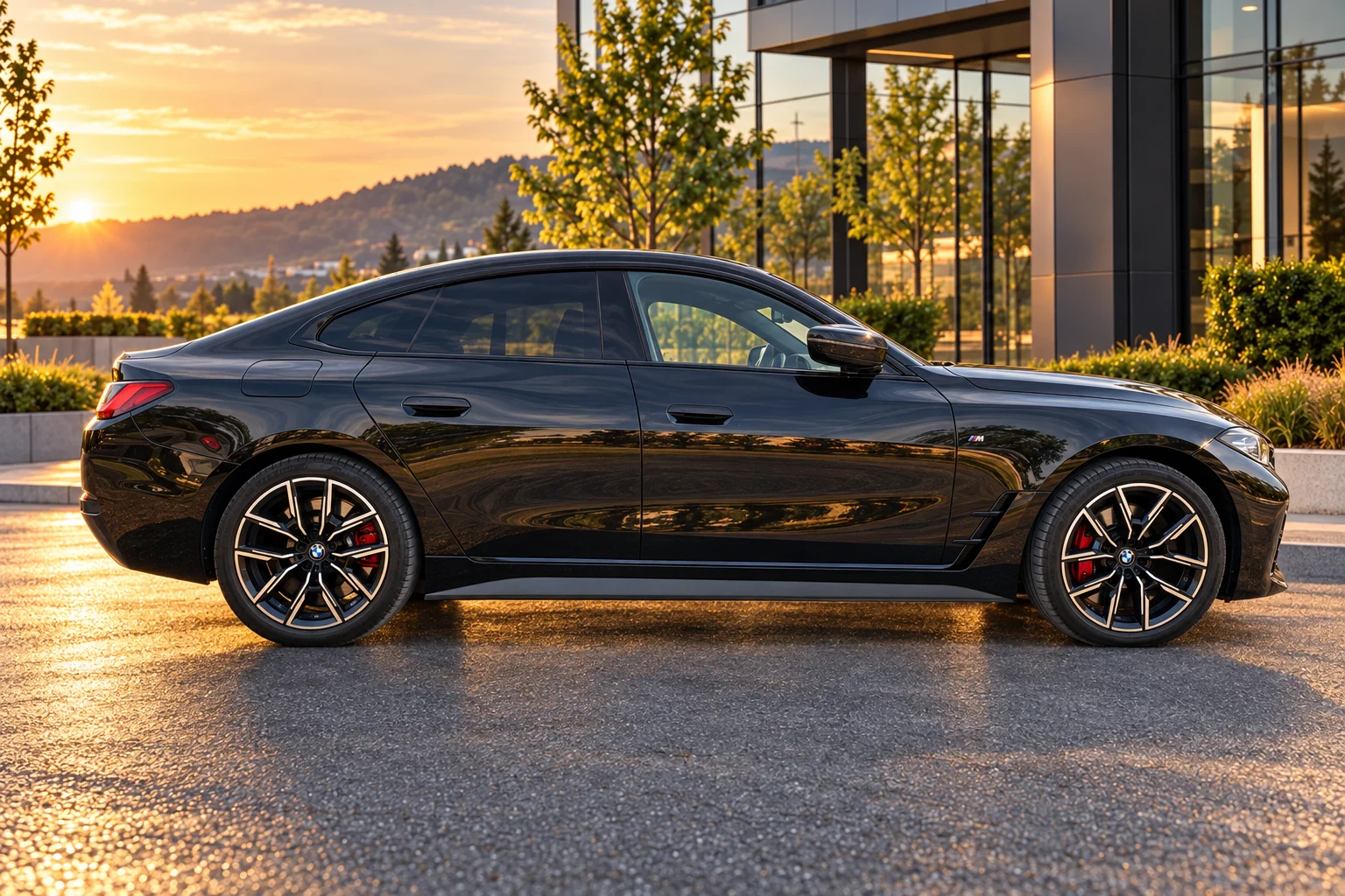 Seitenansicht des BMW ohne Werbung